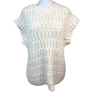English Factory Cream Chunky Knit Sweater Short Sleeve Pullover Sz M